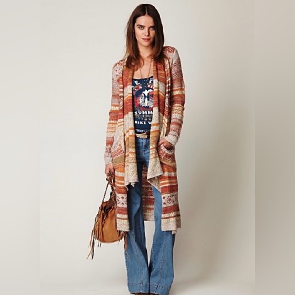Free People Yesterday’s Smile Open Front Long Sleeve Cardigan
